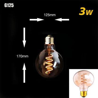 Avelena | Dimmable Vintage LED-Birne (3W, E27-Basis) - Goldspiral-Glühfaden für Kronleuchter & dekorative Beleuchtung
