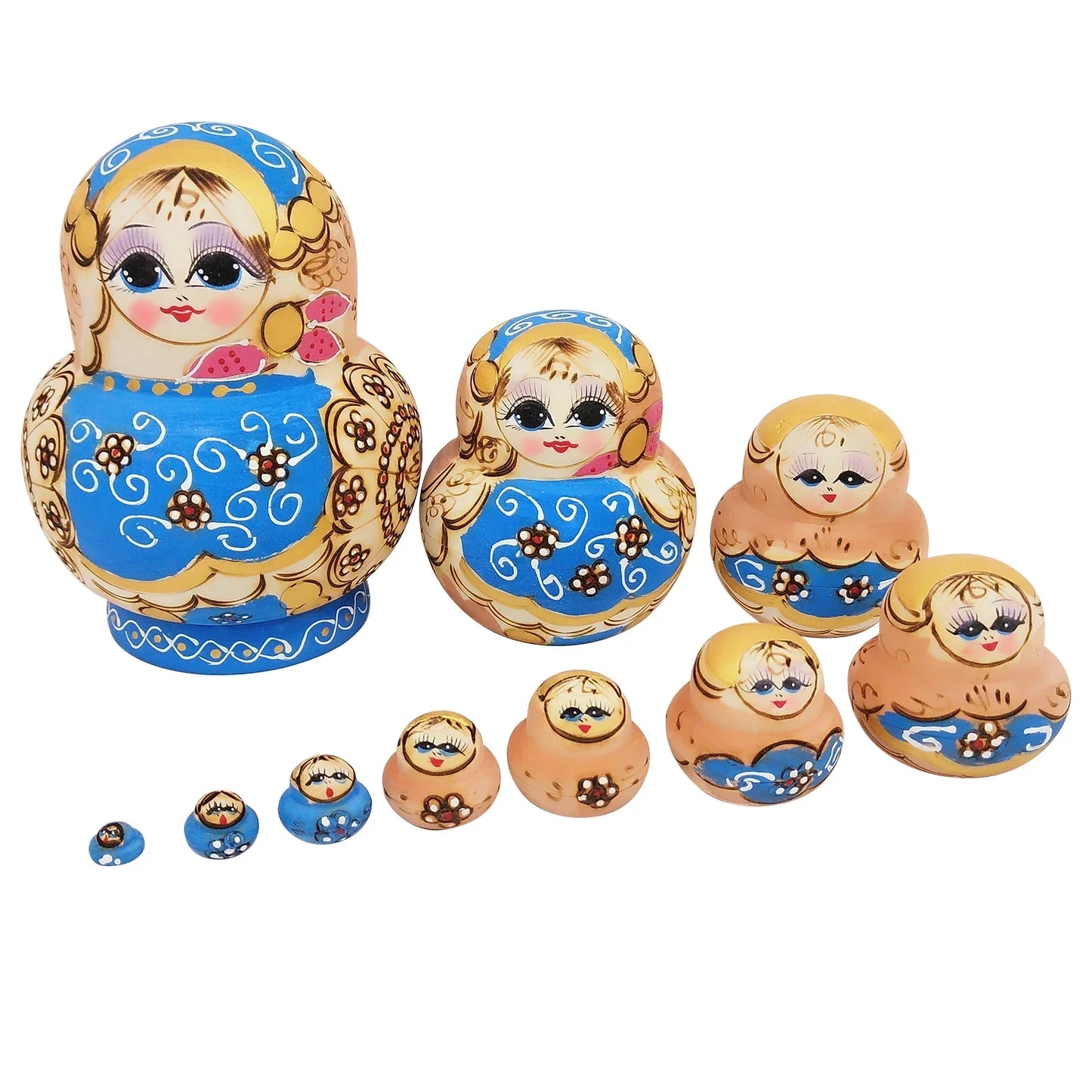 Avelena | 10 Stück/Set Holz Russische Matroschka Puppen