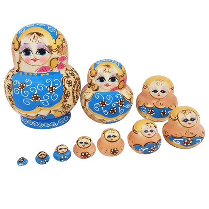 Avelena | 10 Stück/Set Holz Russische Matroschka Puppen