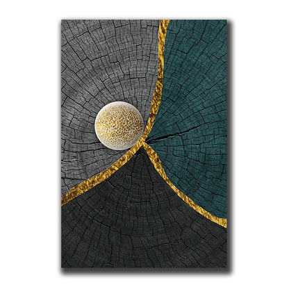 Avelena | Goldschwarz Drei Blumen Ringe Wandkunst Fine Art Leinwanddrucke Moderne Abstrakte Bilder für Urban Loft Luxuriöse Wohnzimmer Dekor