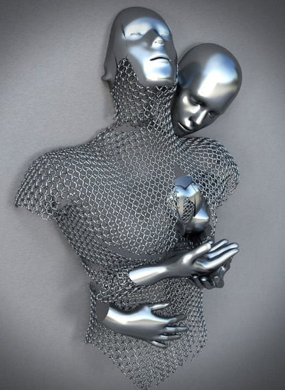 Avelena | Metallfigur Statues Stile Abstraktes Leinwandgemälde Paare Wandkunst Liebes-Skulptur Poster Druck Wohnkultur Wohnzimmer Geschenke