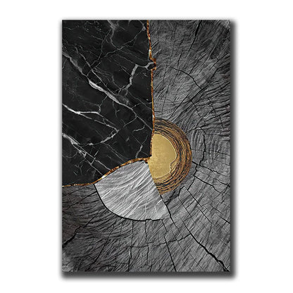 Avelena | Goldschwarz Drei Blumen Ringe Wandkunst Fine Art Leinwanddrucke Moderne Abstrakte Bilder für Urban Loft Luxuriöse Wohnzimmer Dekor