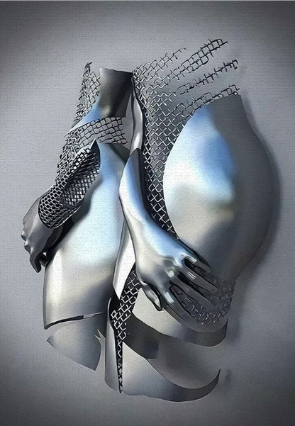 Avelena | Metallfigur Statues Stile Abstraktes Leinwandgemälde Paare Wandkunst Liebes-Skulptur Poster Druck Wohnkultur Wohnzimmer Geschenke