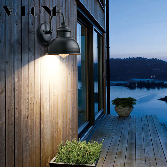 Avelena | Wasserdichte Retro Außen Garten Veranda Wandlampe: Vintage Eisen Wandleuchte für Gang, Treppe, Innenhof, Balkon, Villa