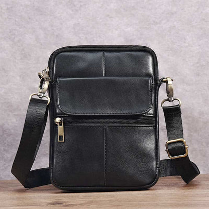 Avelena | Herren Kleine Echtleder Schultertasche – Kompakte Umhängetasche mit verstellbarem Riemen