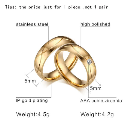 Avelena | Gold Edelstahl Trauring für Paare