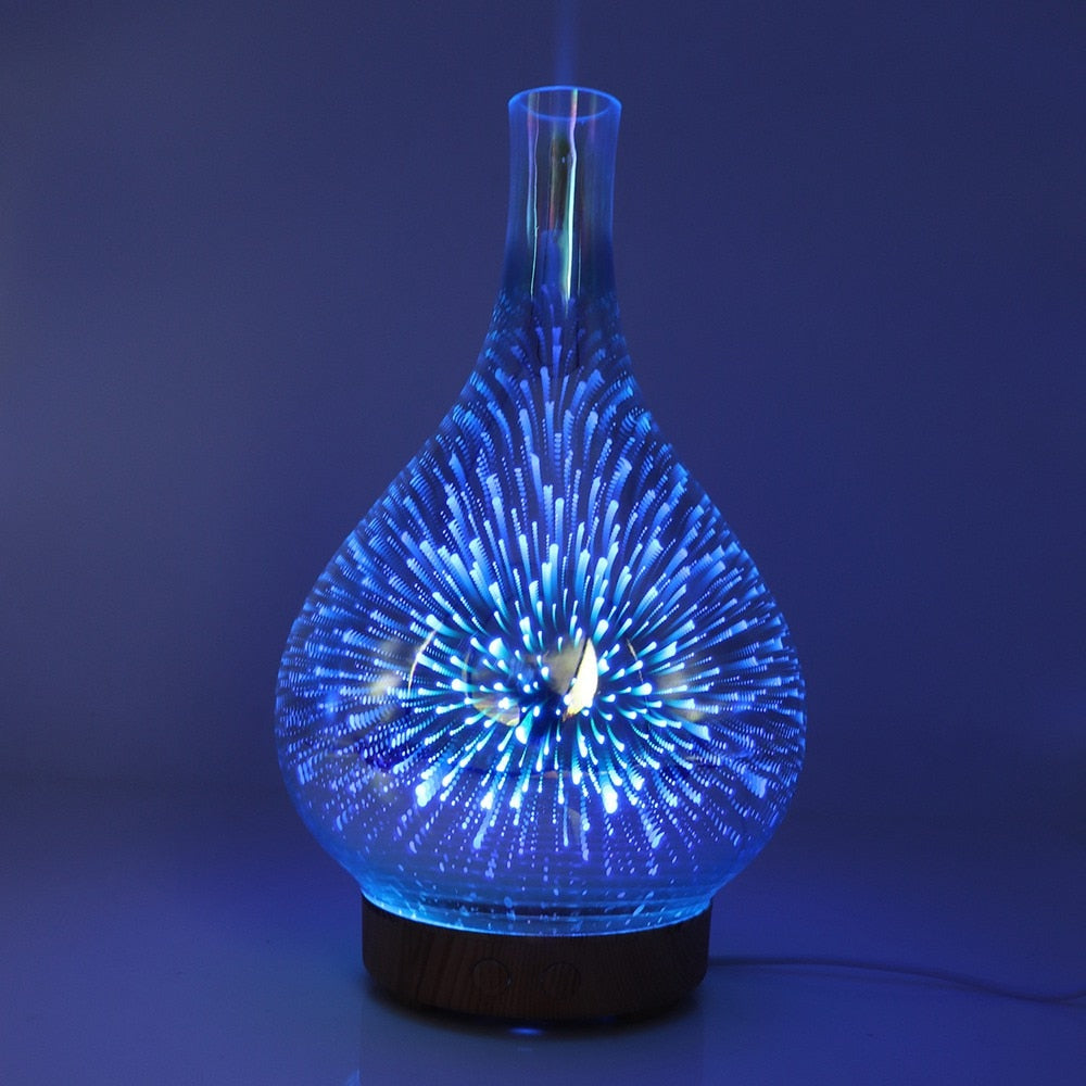 Avelena | AromaBurst 3D Glas Ätherischer Öl Diffusor mit LED-Lichtern