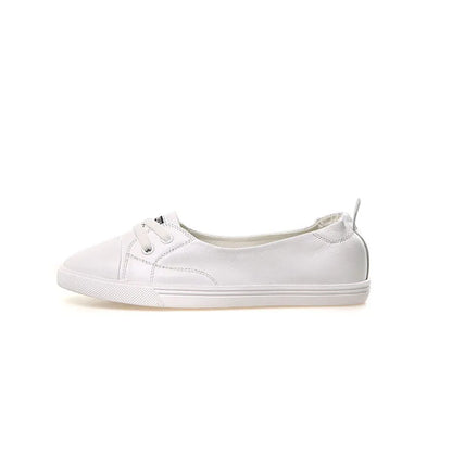 Avelena | 100% Echtes Leder Schuhe Frauen Flach Causal Schuhe Weiches Rindsleder Weiße Flats