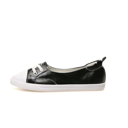 Avelena | 100% Echtes Leder Schuhe Frauen Flach Causal Schuhe Weiches Rindsleder Weiße Flats
