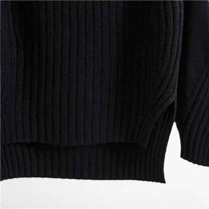 Avelena | Gerippter Rollkragenpullover mit Ballonärmeln