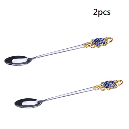 Avelena | Handgefertigte Emaille Kaffeetassen Rosen-Glas Teetasse mit Stahllöffel Luxus Einzigartige Geschenke für Hochzeit Valentinstag Geburtstagsgeschenke