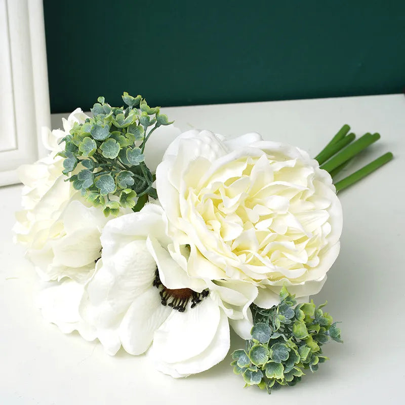 Avelena | 6 Stück. Schöne Pfingstrose Mohn Künstliche Seidenblumen Weißer Strauß Vase Für Zuhause Feier Herbst Hochzeit Diy Dekoration Künstliche Blumen