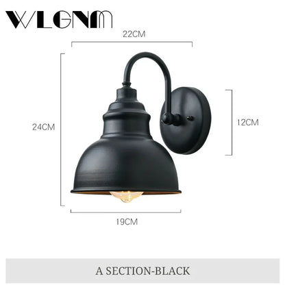 Avelena | Wasserdichte Retro Außen Garten Veranda Wandlampe: Vintage Eisen Wandleuchte für Gang, Treppe, Innenhof, Balkon, Villa