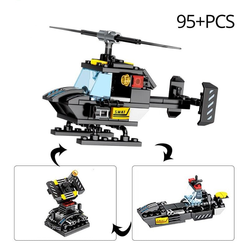 Avelena | 8 In 1 695 Teile Swat Polizei Kommandowagen Bauklötzchen Set