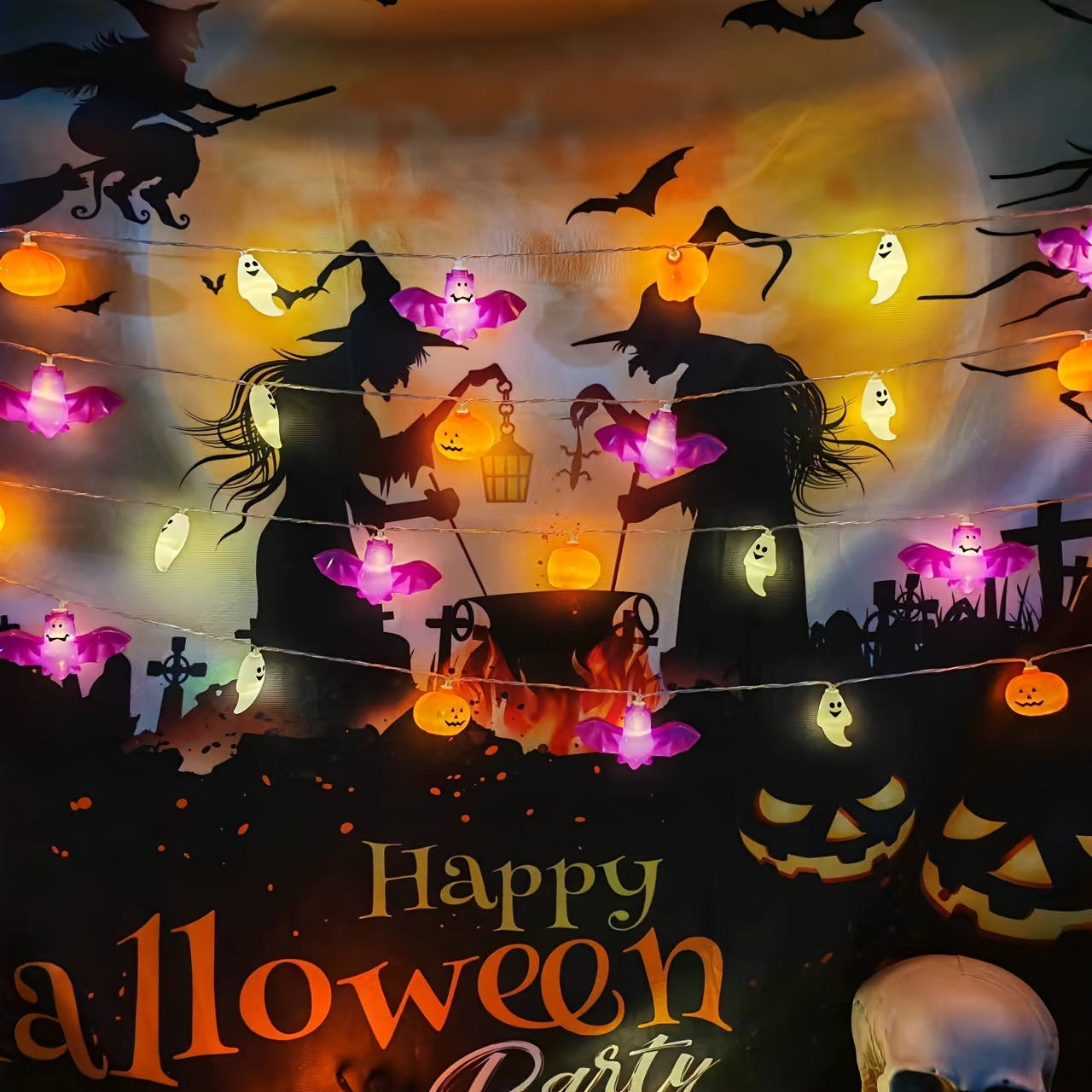 Avelena | Spooky Halloween Lichterkette – Batteriegespeistes Kürbisdesign
