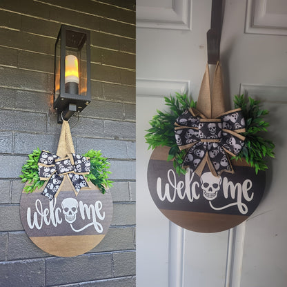 Avelena | Spooky Skull Wreath – Rustikale Halloween Eingangsschild
