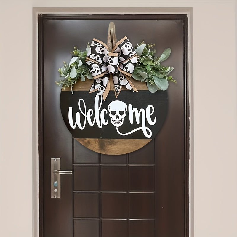 Avelena | Spooky Skull Wreath – Rustikale Halloween Eingangsschild