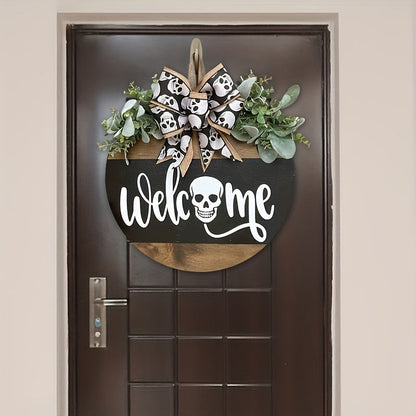 Avelena | Spooky Skull Wreath – Rustikale Halloween Eingangsschild