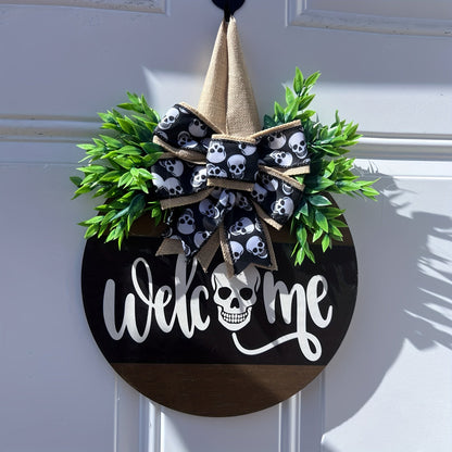 Avelena | Spooky Skull Wreath – Rustikale Halloween Eingangsschild