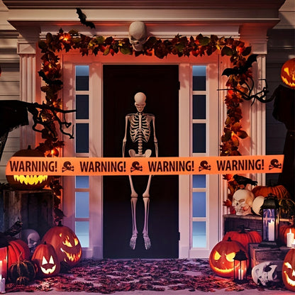 Avelena | Spooky Halloween Schädelsbanner – Plastik Warnband Dekoration