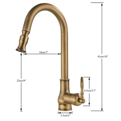 Avelena | VintageTap Antiks Messing Küchentechnik – Retro Stil Mischbatterie mit schwenkbarem Auslauf