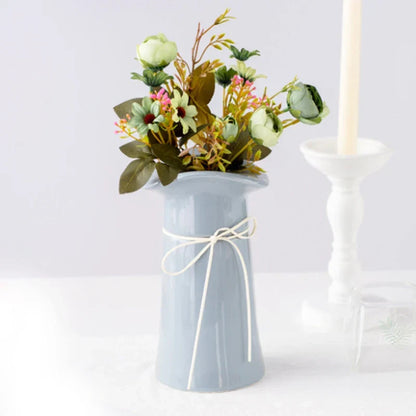 Avelena | Künstliche Blumen Kleine Asphaltrose Vasen für Wohnkultur Hochzeitsdekoration Blätter Näharbeiten Ornament Topf Weihnachten