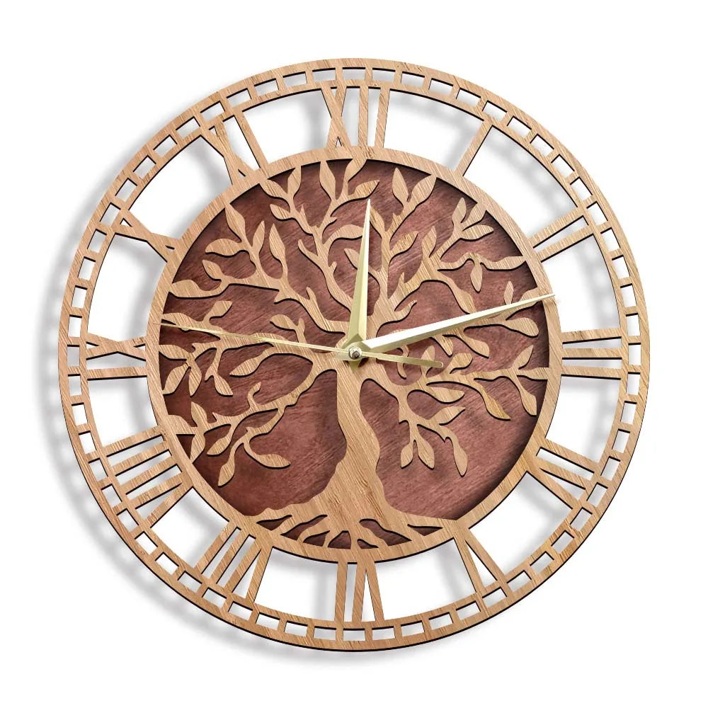 Avelena | WoodArt | Rustikale Wanduhr aus Holz im Vintage-Stil