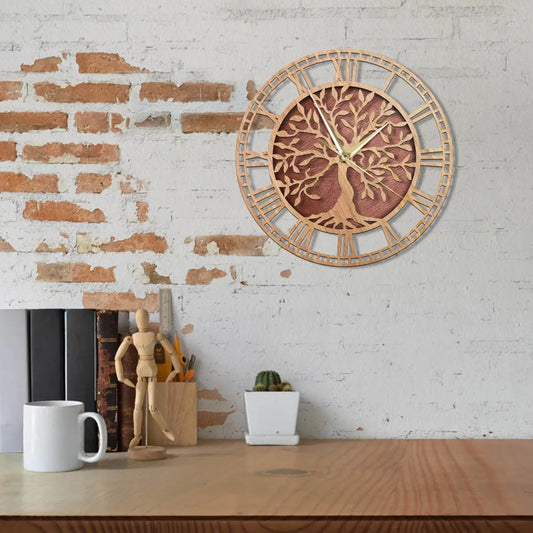 Avelena | WoodArt | Rustikale Wanduhr aus Holz im Vintage-Stil