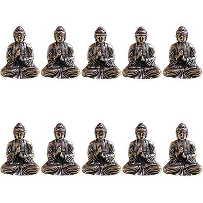 Avelena | 10 Stück Mini Messing sitzende Buddha Statue Figur für Reise Buddhismus Anbetung Zuhause Büro Schreibtisch Dekoration
