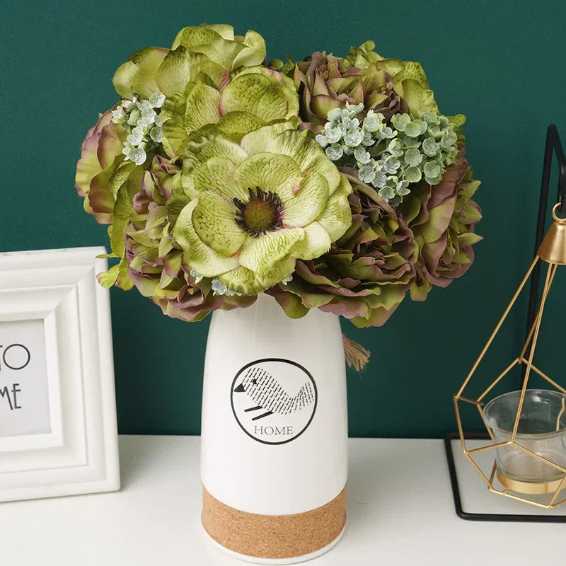 Avelena | 6 Stück. Schöne Pfingstrose Mohn Künstliche Seidenblumen Weißer Strauß Vase Für Zuhause Feier Herbst Hochzeit Diy Dekoration Künstliche Blumen