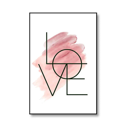 Avelena | Blush Pink Love Feather Wandkunst Feine Kunst Leinwanddruck Minimalistische Modebilder für Wohnzimmer Mädchen Schlafzimmer Mode Kunst Dekor