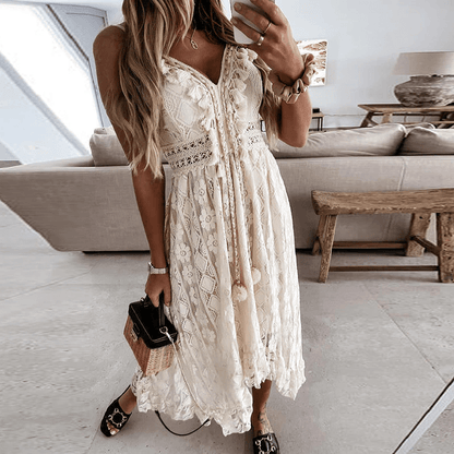 Avelena Boho-Maxi-Kleid aus Spitze