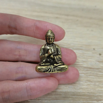 Avelena | 10 Stück Mini Messing sitzende Buddha Statue Figur für Reise Buddhismus Anbetung Zuhause Büro Schreibtisch Dekoration