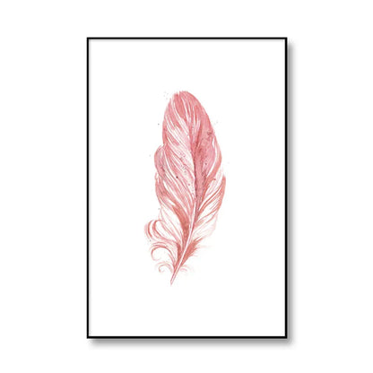 Avelena | Blush Pink Love Feather Wandkunst Feine Kunst Leinwanddruck Minimalistische Modebilder für Wohnzimmer Mädchen Schlafzimmer Mode Kunst Dekor