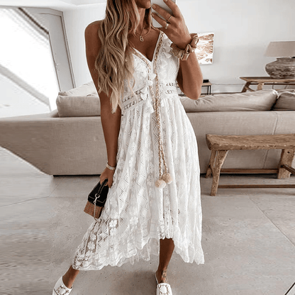 Avelena Boho-Maxi-Kleid aus Spitze