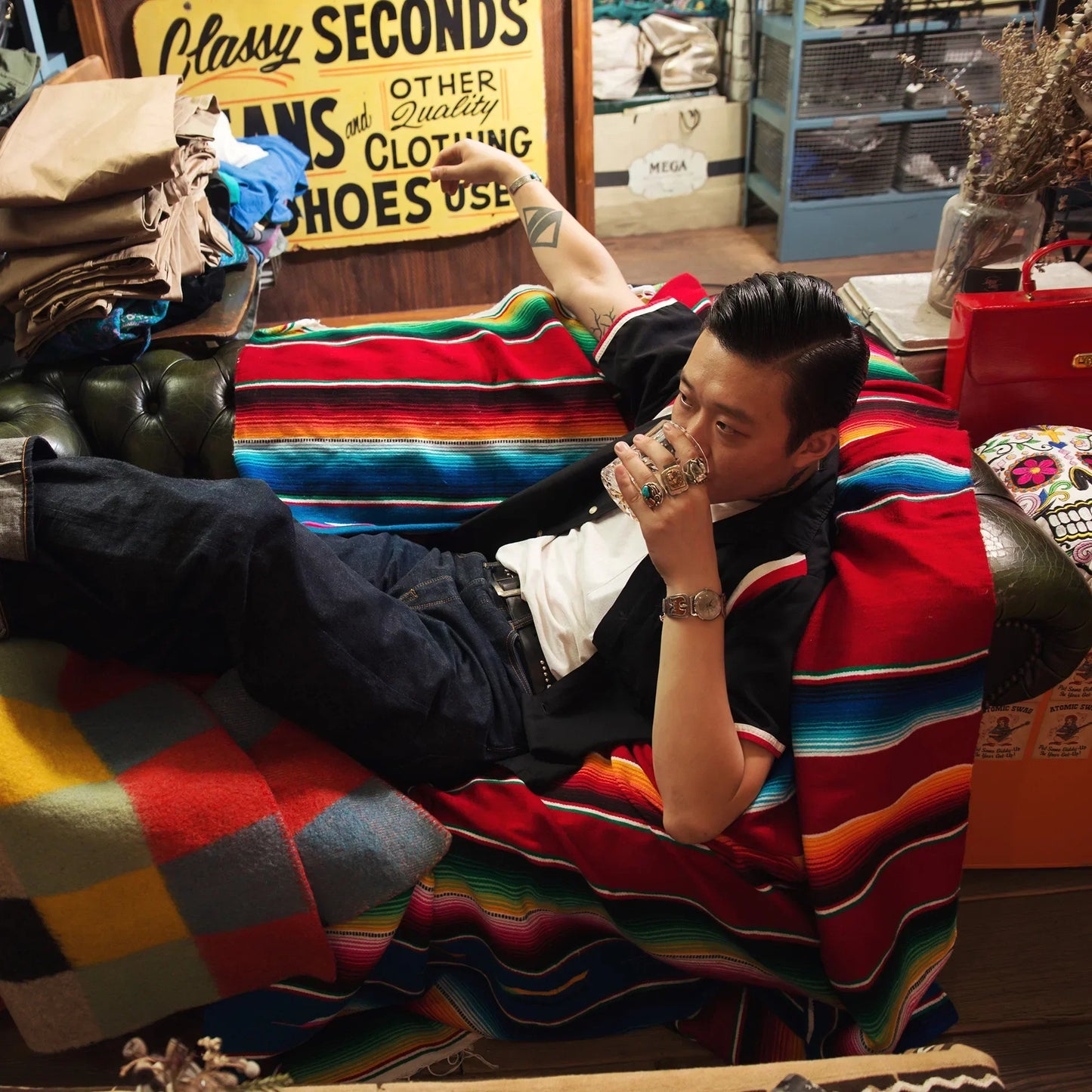 Avelena | Boho Vibrant Mexikanische Serape Decke