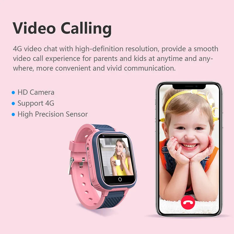 Avelena | LT21 4G Kinder Smartwatch mit GPS, WiFi, Videoanruf, SOS, IP67 wasserdicht - Kindersicherheitstracker und Standortüberwachungs-Handy-Uhr
