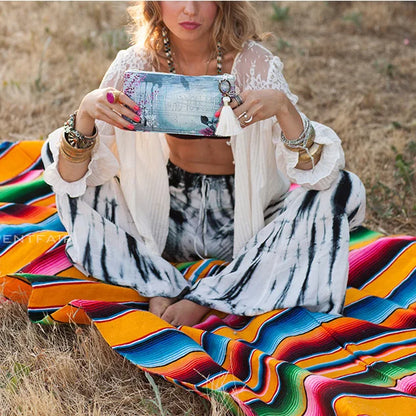 Avelena | Boho Vibrant Mexikanische Serape Decke