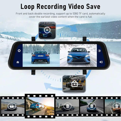 Avelena | VisionMirror Pro – Ultra HD Spiegel Dash Cam mit kabellosem CarPlay & Android Auto