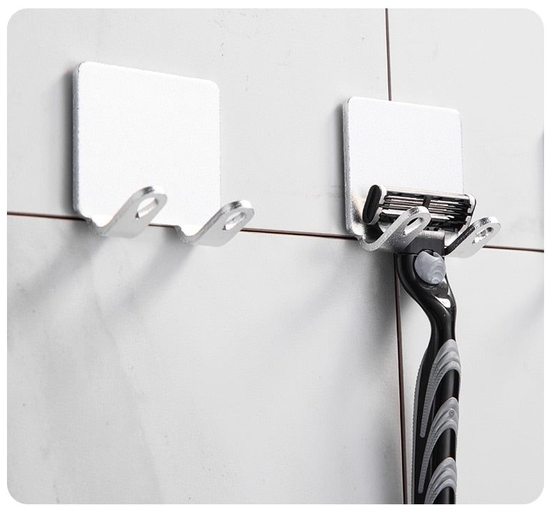 Avelena | Punchfreie Rasierhalter Aufbewahrungshaken (1/2/3 Stück) - Wandmontierter Männer Rasierer Regal für das Badezimmer