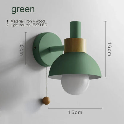 Avelena | Nachttisch LED Wandleuchte mit Schalter Nordic Modern E27 Holzwandleuchten Innenbeleuchtung Schlafzimmer Wohnzimmer Küche