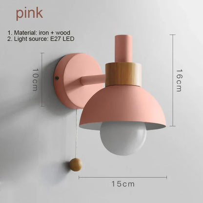 Avelena | Nachttisch LED Wandleuchte mit Schalter Nordic Modern E27 Holzwandleuchten Innenbeleuchtung Schlafzimmer Wohnzimmer Küche