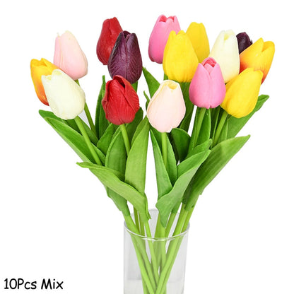 Avelena | Künstlicher Blumenstrauß mit Tulpen, Dekoration (10 Stück)