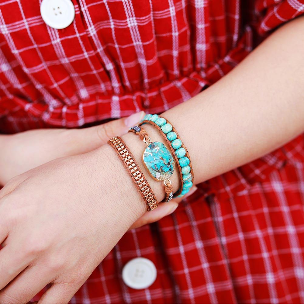 Avelena | Türkis Beruhigende Energie Wrap Armband Elara