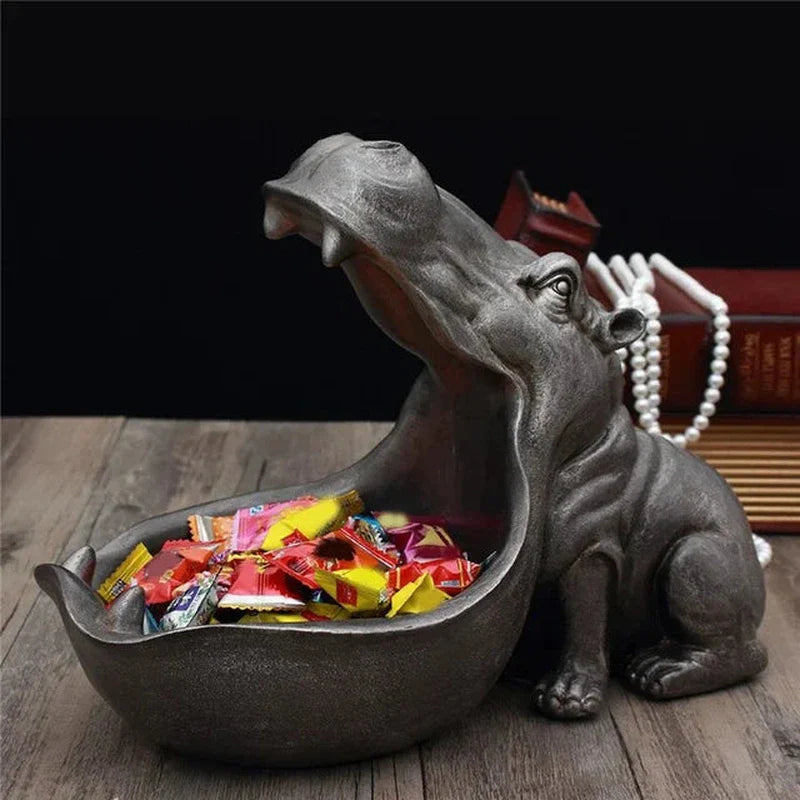 Avelena | Hippy Hippo Figur Desktop Aufbewahrungsbox Figurine Nilpferd Skulptur großer Mund Pelikan Tisch Schlüssel Bonbon Container Wohnkultur