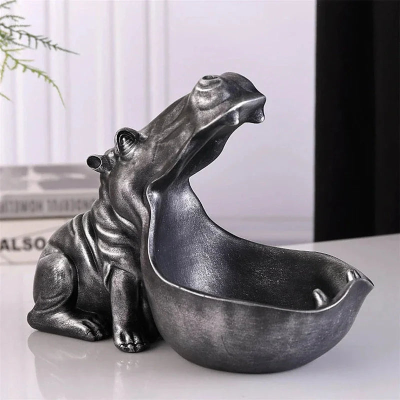 Avelena | Hippy Hippo Figur Desktop Aufbewahrungsbox Figurine Nilpferd Skulptur großer Mund Pelikan Tisch Schlüssel Bonbon Container Wohnkultur