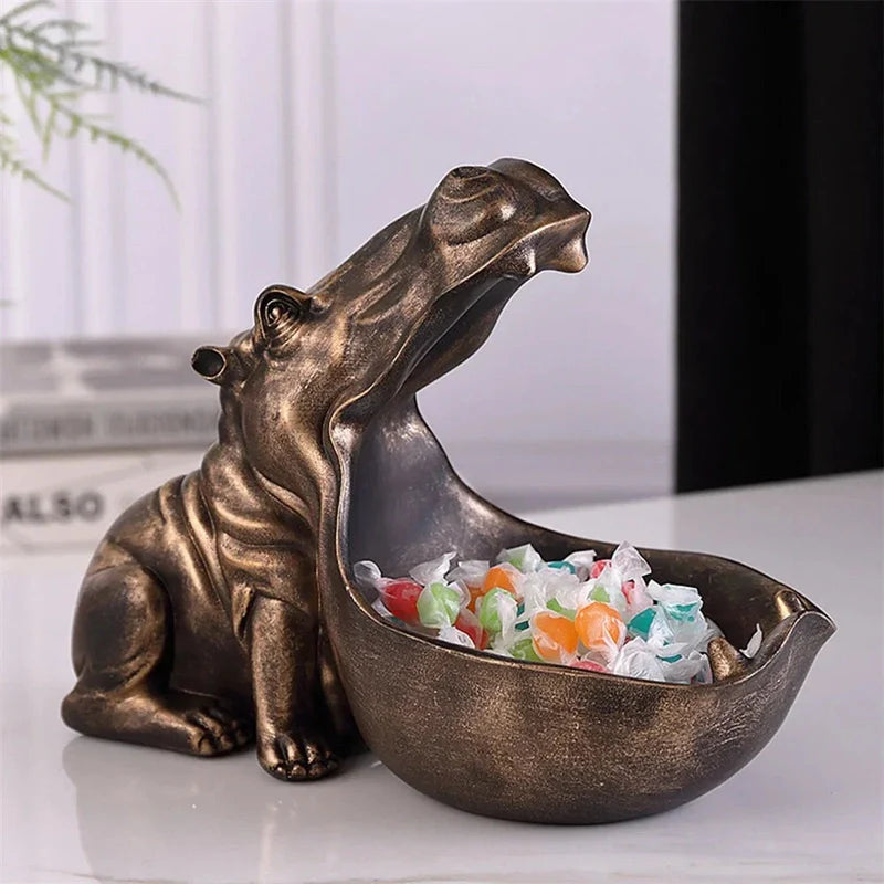 Avelena | Hippy Hippo Figur Desktop Aufbewahrungsbox Figurine Nilpferd Skulptur großer Mund Pelikan Tisch Schlüssel Bonbon Container Wohnkultur