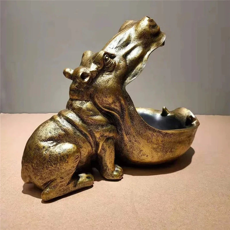 Avelena | Hippy Hippo Figur Desktop Aufbewahrungsbox Figurine Nilpferd Skulptur großer Mund Pelikan Tisch Schlüssel Bonbon Container Wohnkultur