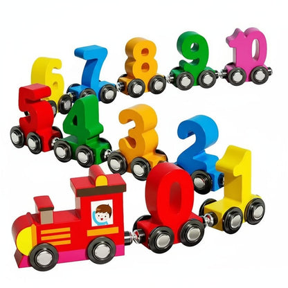 Avelena | Kreativer Holzmagnetzug mit Zahlen – Lernspielzeug für Kinder
