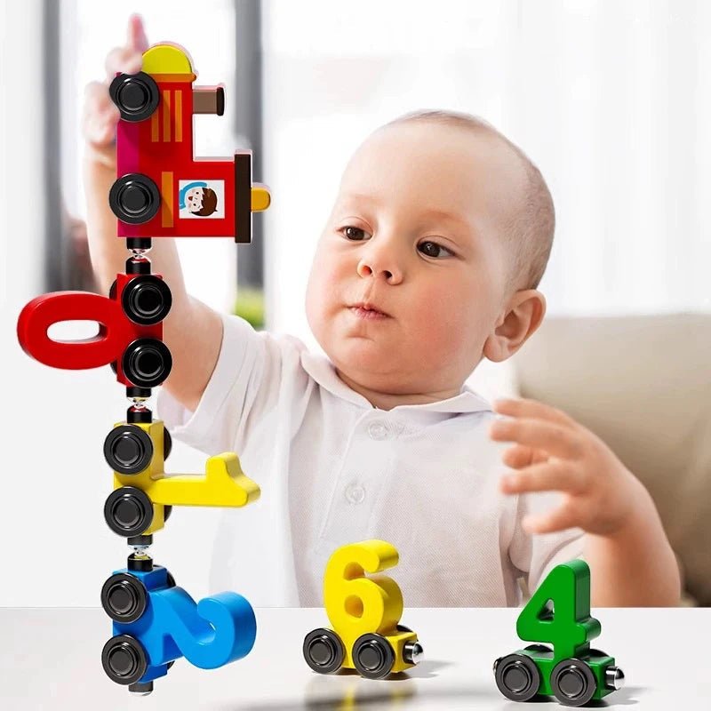 Avelena | Kreativer Holzmagnetzug mit Zahlen – Lernspielzeug für Kinder